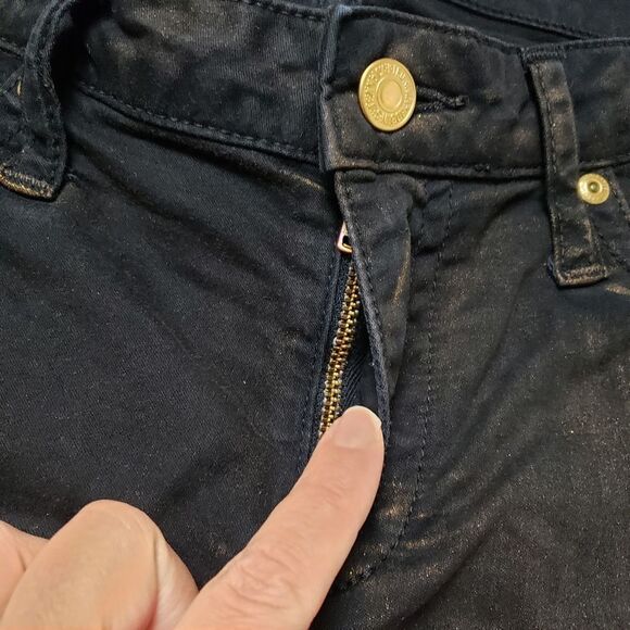 Robin's Jeans Gold And Black Fade Gold Wings Womens Sz 30 Skinny - Picture 7 of 16